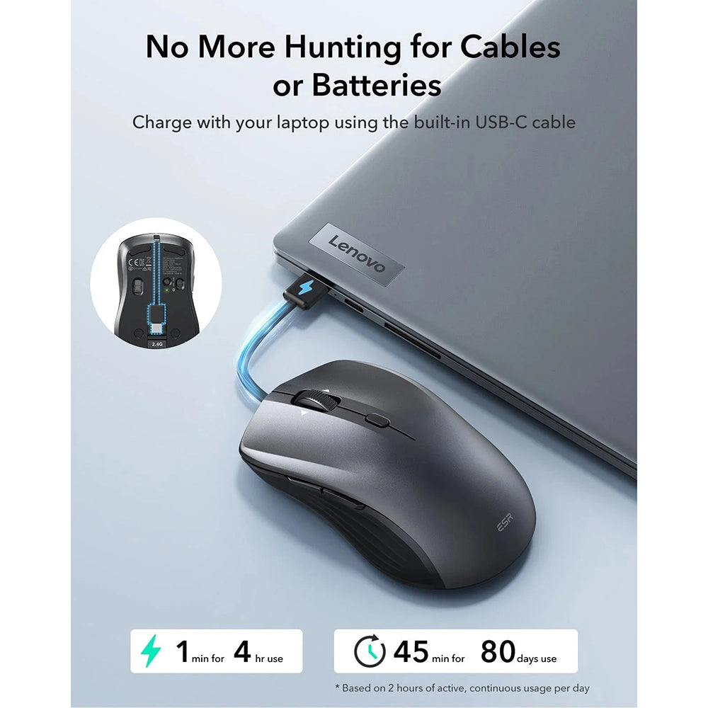 Souris sans fil ESR MagMouse, 800DPI - 4800DPI, Gris