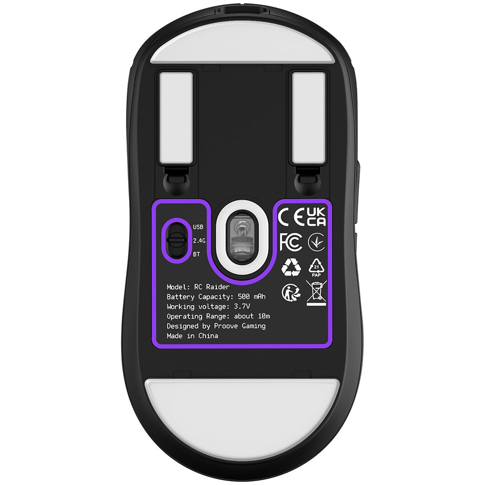 Wireless-Maus Proove RC Raider 8K, 800DPI - 32000DPI, BT / Wi-Fi / Kabelgebunden, Schwarz WMRR00122001