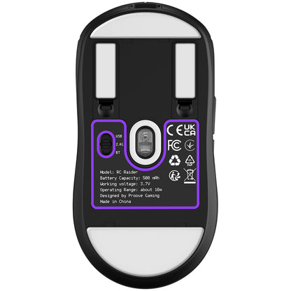Wireless-Maus Proove RC Raider 8K, 800DPI - 32000DPI, BT / Wi-Fi / Kabelgebunden, Schwarz WMRR00122001