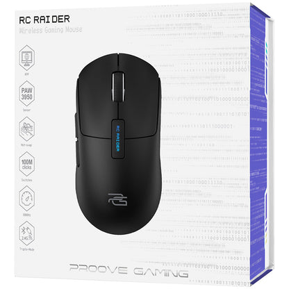 Wireless-Maus Proove RC Raider 8K, 800DPI - 32000DPI, BT / Wi-Fi / Kabelgebunden, Schwarz WMRR00122001