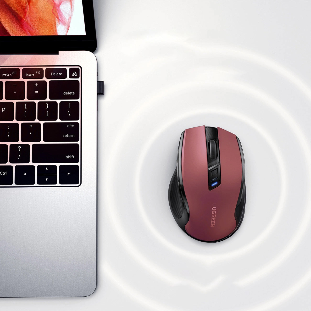 Mouse Wireless UGREEN MU006, 4000DPI, Rosu
