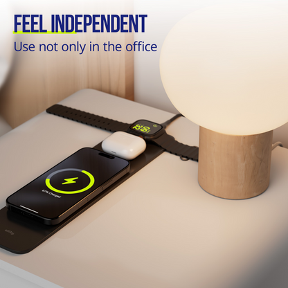 Tapis de souris Allity. ALP-100 4 en 1 avec charge sans fil Téléphone / Montre / Écouteurs, Noir