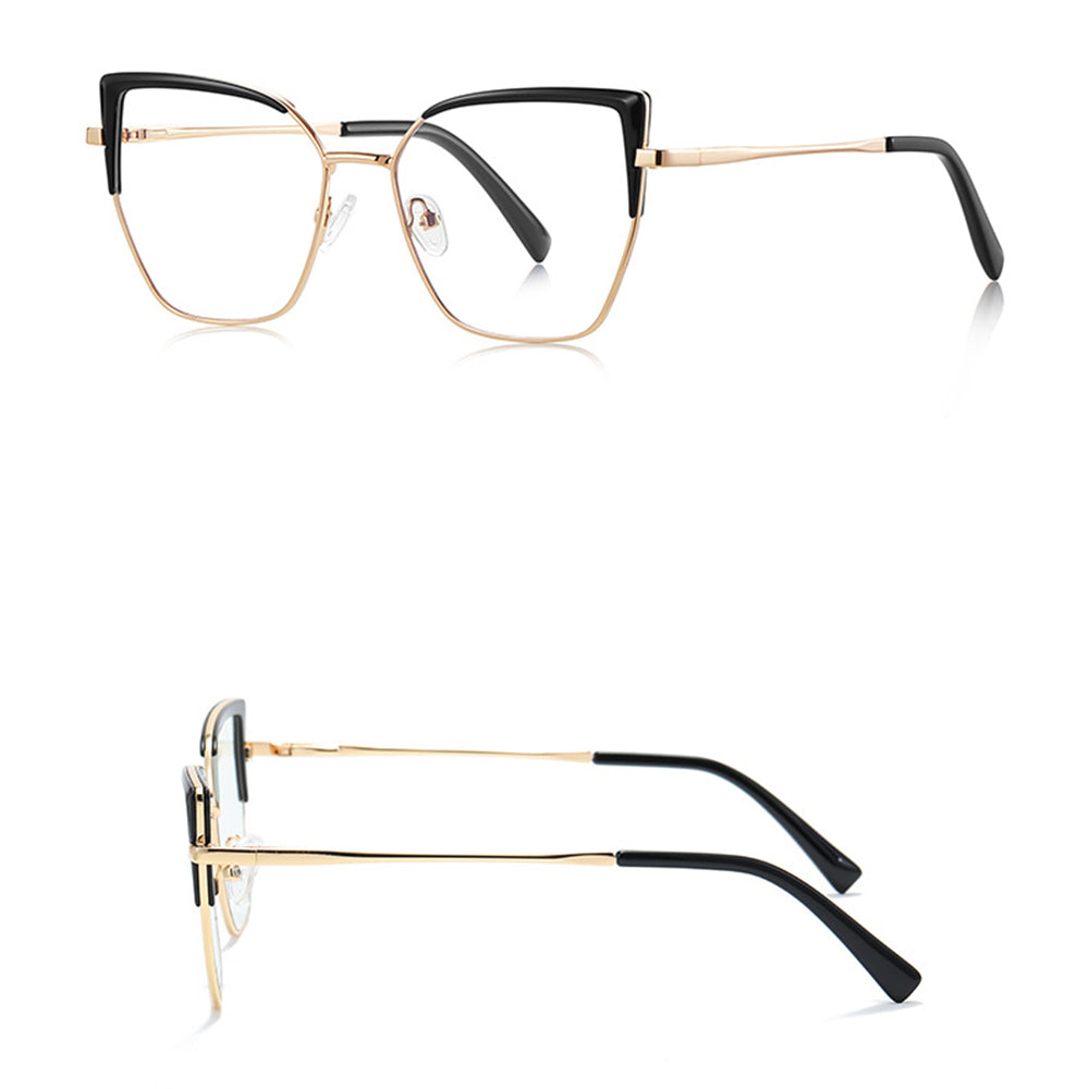 Techsuit 3156 Women's Computer Glasses, Anti-Blue Light, Black Gold