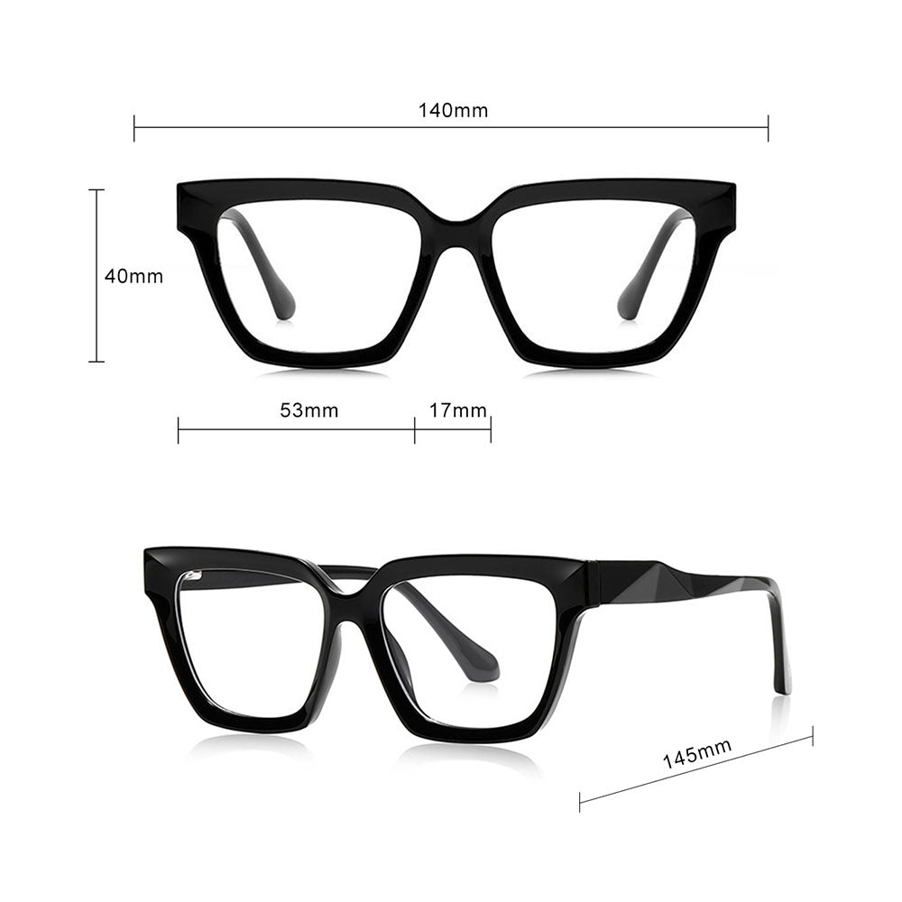 Damen-Computergläser Techsuit LS083, Anti-Blaues Licht, Schwarz