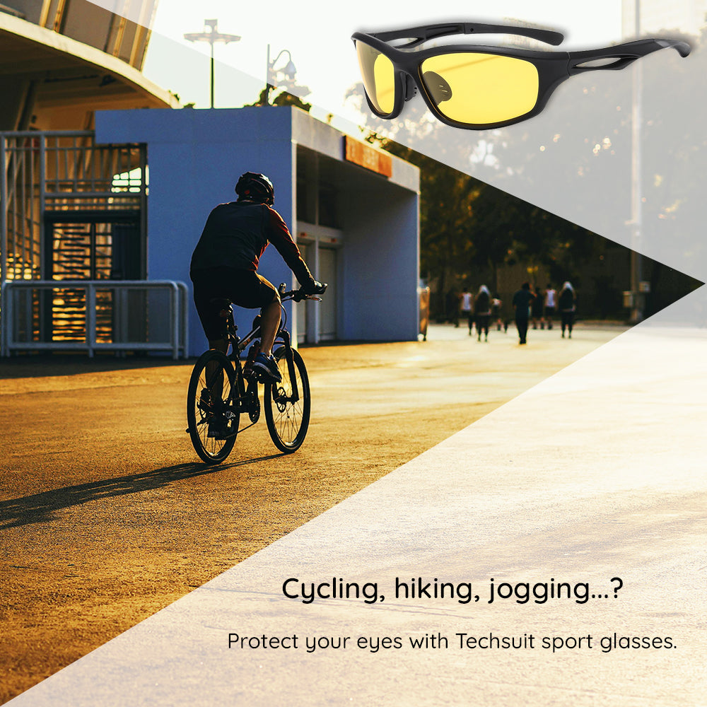 Lunettes de Cyclisme Unisex Techsuit 9309, Polarisées, Noir Marron