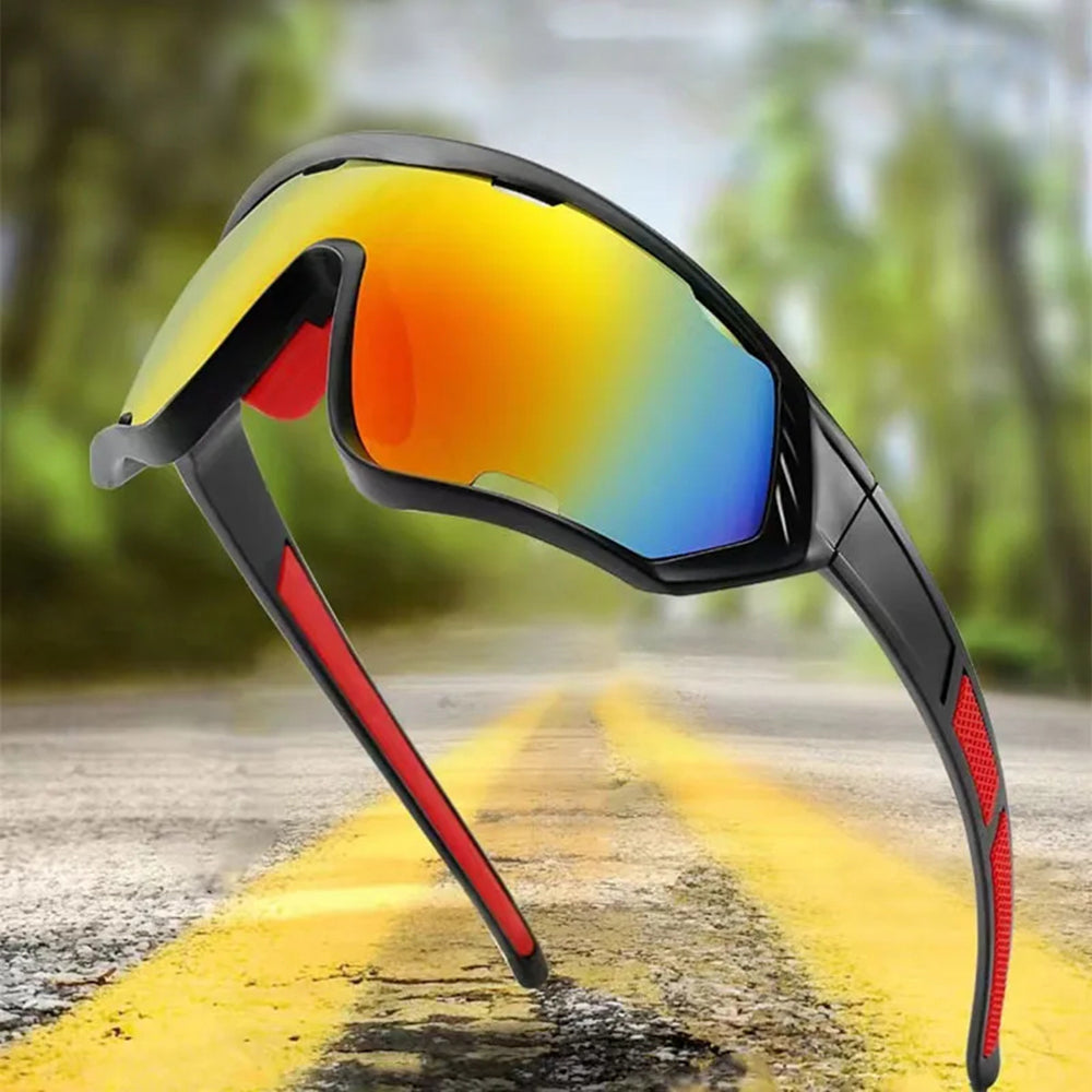 Lunettes de Cyclisme Unisexes Techsuit 9330, Noires Rouges Oranges