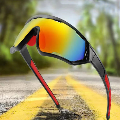 Lunettes de Cyclisme Unisexes Techsuit 9330, Noires Rouges Oranges