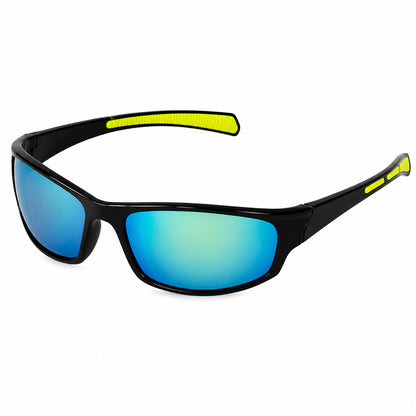 Unisex Fahrradbrille Techsuit 9937, Schwarz Blau Gelb