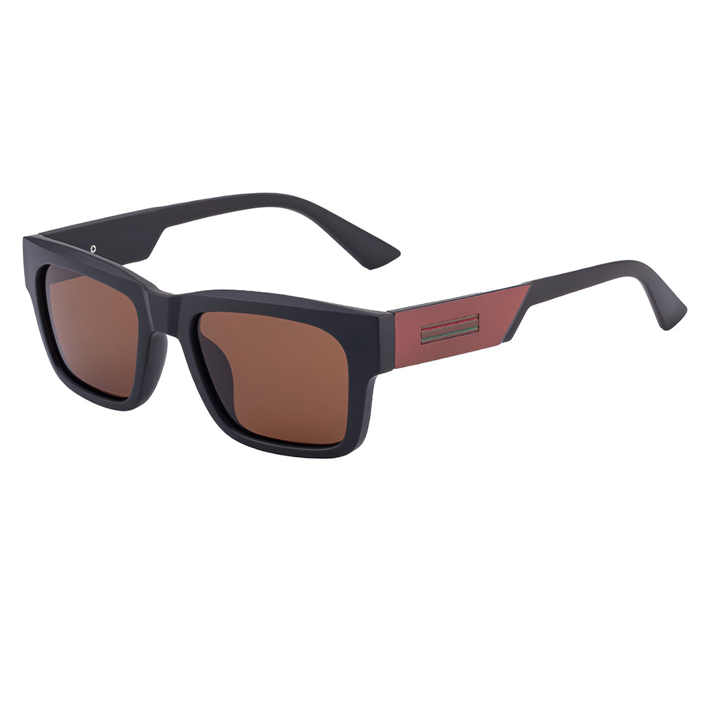 Lunettes de Soleil Homme Techsuit 8491, Polarisées, Protection UV, Noir Mat Rouge