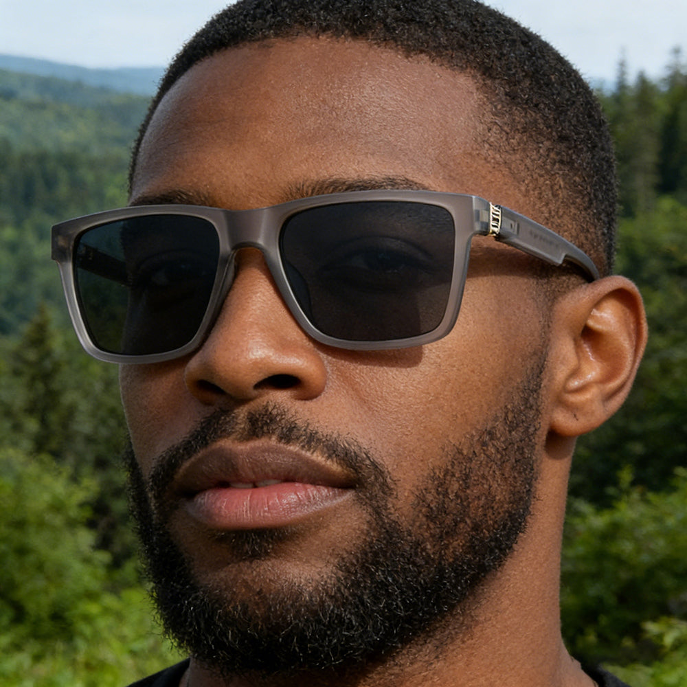 Herren-Sonnenbrille Techsuit 8506, polarisiert, UV-Schutz, mattes Braun Grau