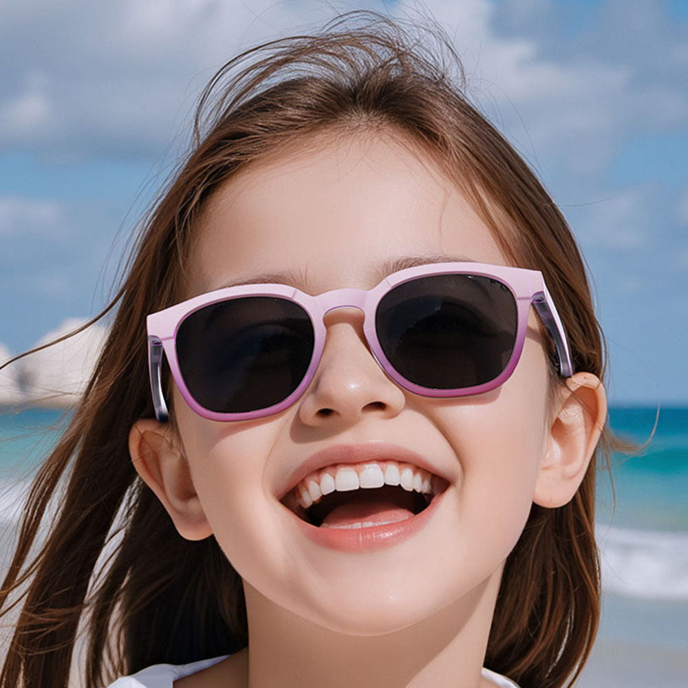 Techsuit 691 Kinder-Sonnenbrille, polarisiert, UV-Schutz, Schwarz Orange Verlauf
