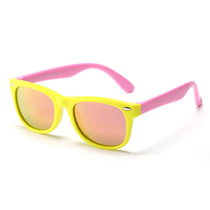 Techsuit D802 Kinder Sonnenbrille, polarisiert, UV-Schutz, Gelb Rosa