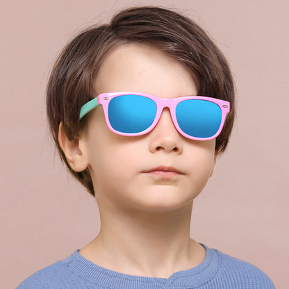 Techsuit D802 Kinder Sonnenbrille, polarisiert, UV-Schutz, orange