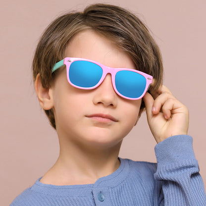 Techsuit D802 Kinder Sonnenbrille, polarisiert, UV-Schutz, rosa