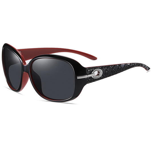 Lunettes de Soleil Femme Techsuit 2012, Polarisées, Protection UV, Noir Rouge Gris
