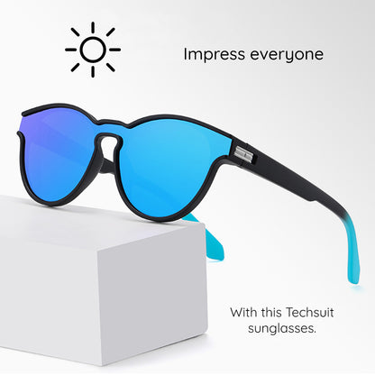 Lunettes de Soleil Unisex Techsuit TR7545, Polarisées, Protection UV, Noir Bleu Vert