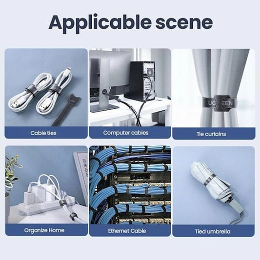 Organisateur de Câbles UGREEN LP401, Velcro, Set 3 Pièces, Noir