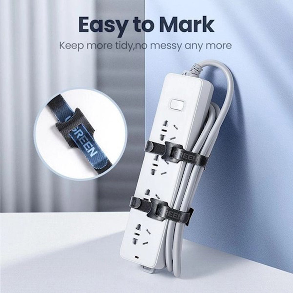 UGREEN LP401 Cable Organizer, Velcro, Set of 3 Pieces, Black