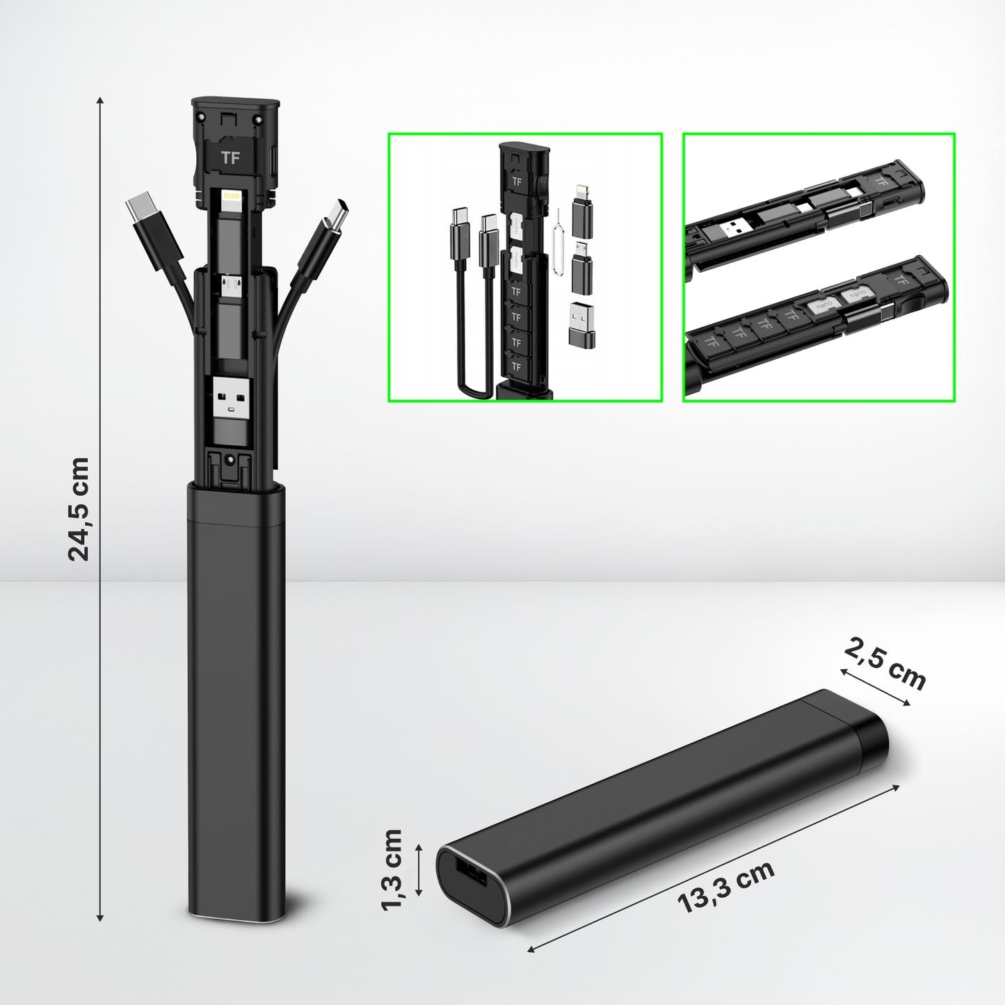 Organizer mit Zubehör / Kartenleser Qualo QZS-P-01, Schwarz