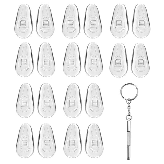 Silicone Nose Pads for Glasses and Techsuit ST1 Screwdriver, Set of 10 Pieces, Transparent