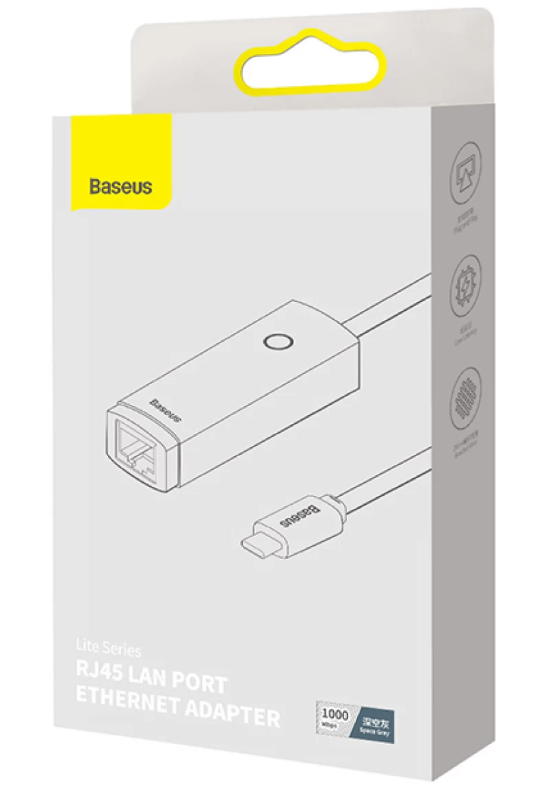 Baseus Lite Network Card, RJ45, USB-C, Gray WKQX000313