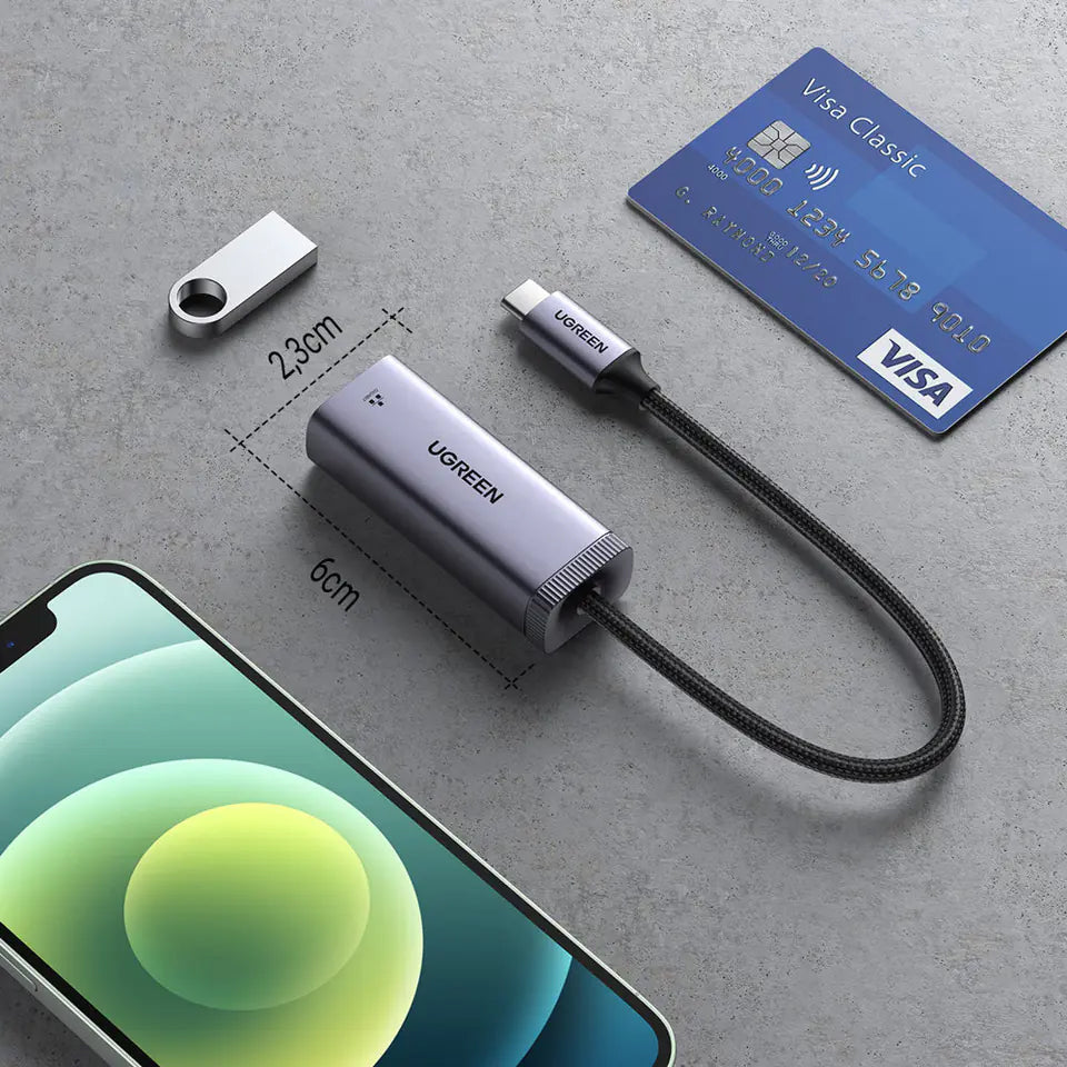 Carte réseau UGREEN CM483, RJ45, USB-C, Gris