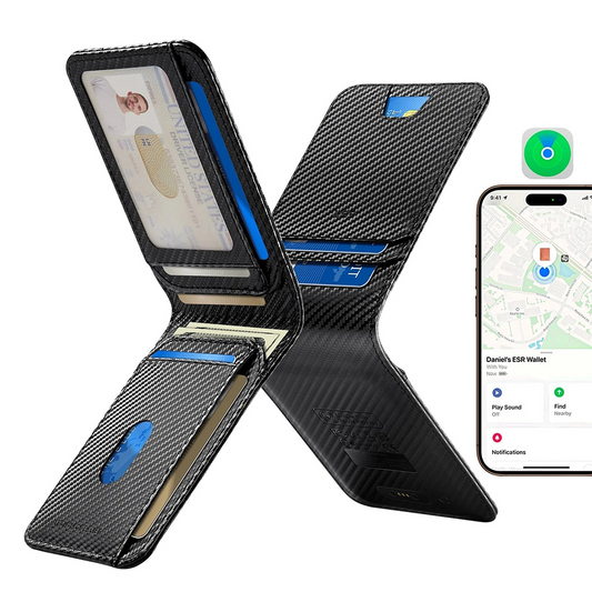ESR Classic Geo Carbon Geldbörse mit Find My Funktion und RFID-Schutz, Schwarz, Neuware