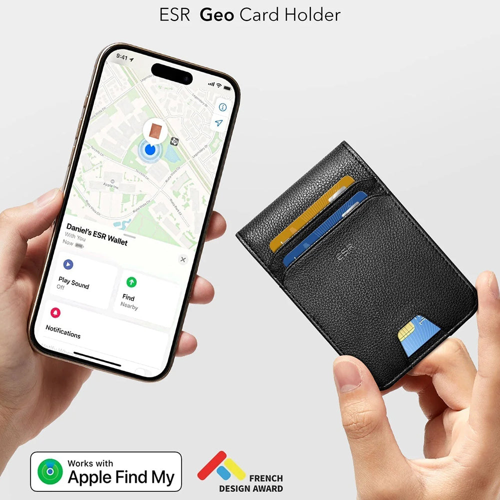 ESR Classic Geo Wallet with Find My Function and RFID Protection, Black, Resealed