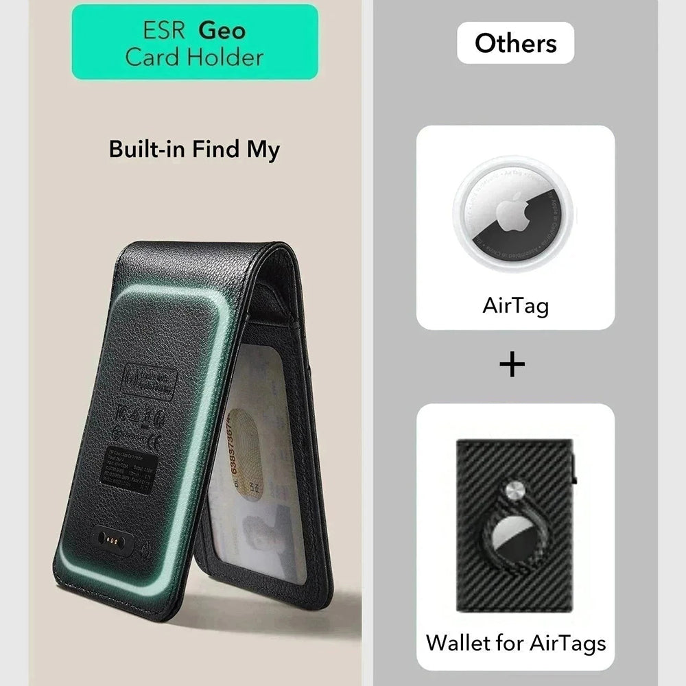 ESR Classic Geo Carbon Wallet with Find My function and RFID Protection, Black
