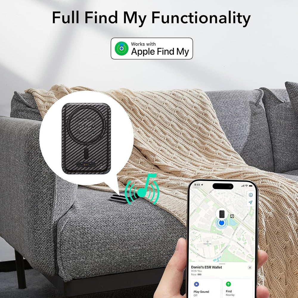 Portefeuille MagSafe, ESR, Classic Geo Carbon, Noir