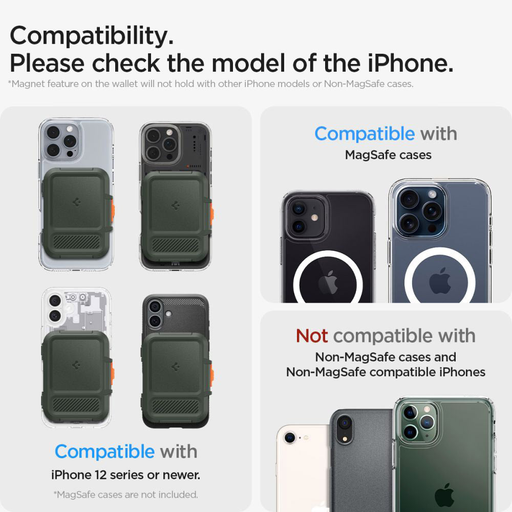 Portefeuille Magsafe, Spigen, Lock Fit, Vert