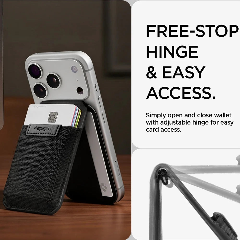 MagSafe Geldbörse, Spigen, Slim Fold Tripod S314-4, Schwarz AFA11591