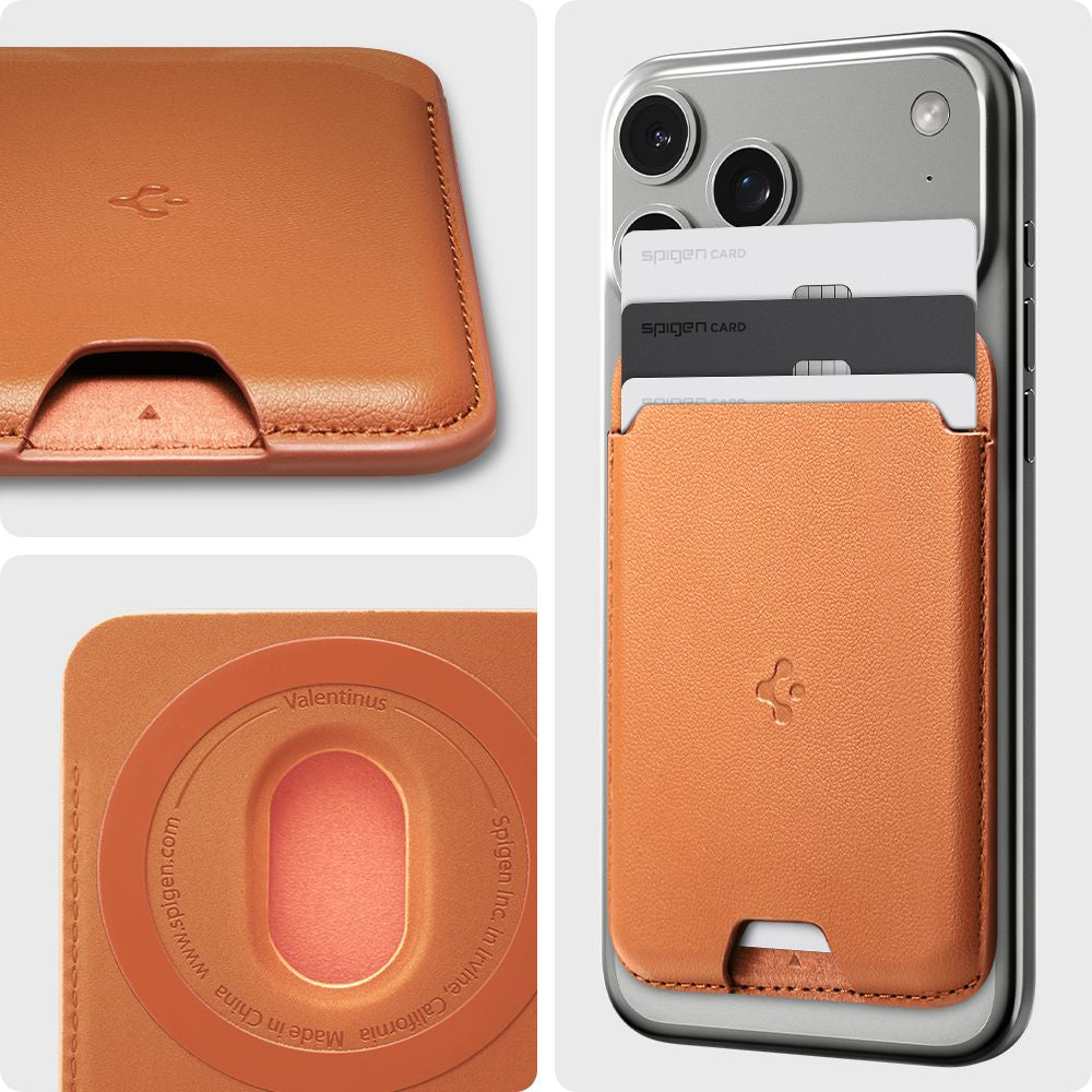Portefeuille MagSafe, Spigen, Valentinus MagFit, Orange AFA11339