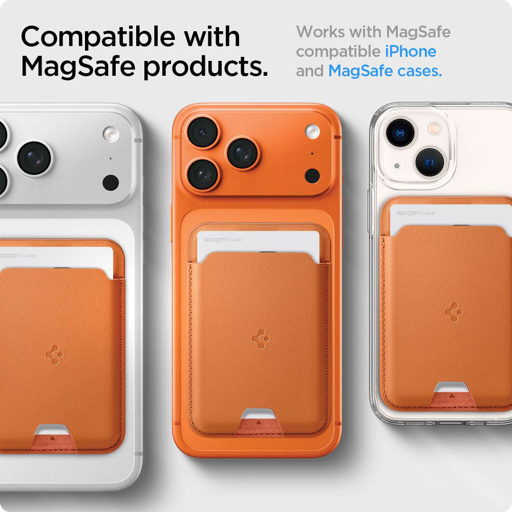 Portefeuille MagSafe, Spigen, Valentinus MagFit, Orange AFA11339