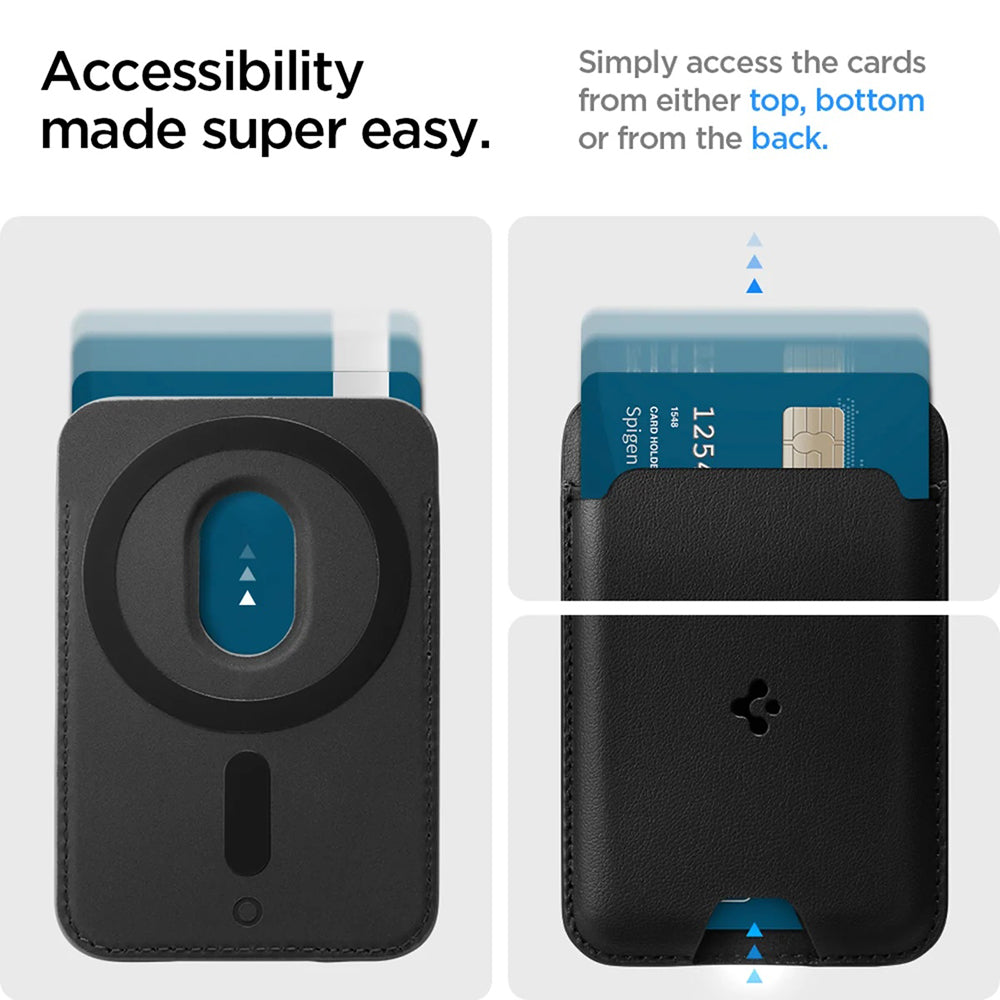 MagSafe Geldbörse, Spigen, Valentinus MagFit 2 Karten, Schwarz AMP02284