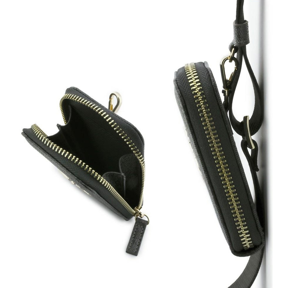 Wallet and Guess 4G Metal Logo Phone Lanyard, Black