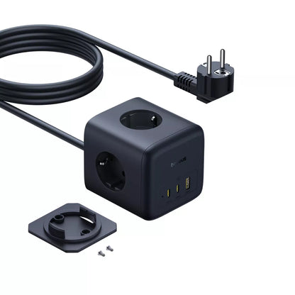 Rallonge Baseus EnerFill FA11, 67W, 3.35A, 1 x USB-A - 2 x USB-C - 3 x Schuko, Noir E00082100123-00