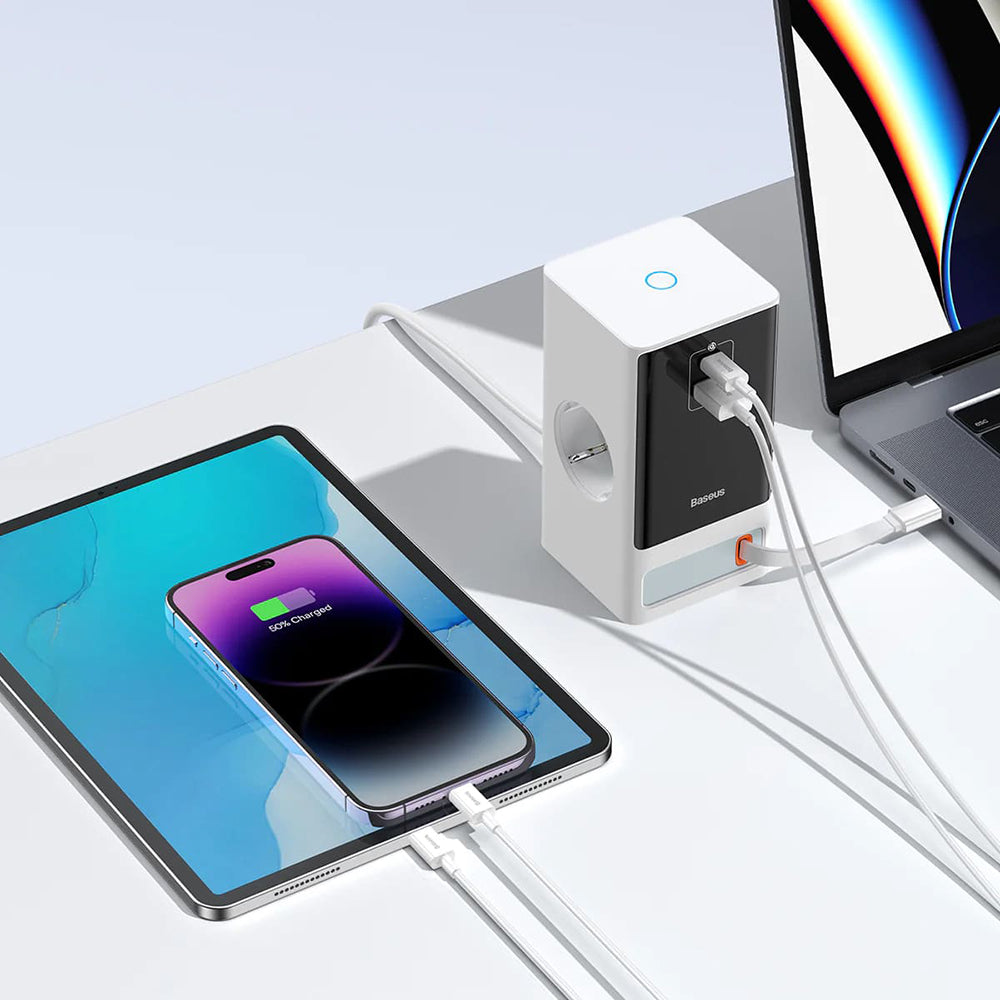 Rallonge Baseus PowerCombo, 1 x Schuko, Blanc PSLR000602