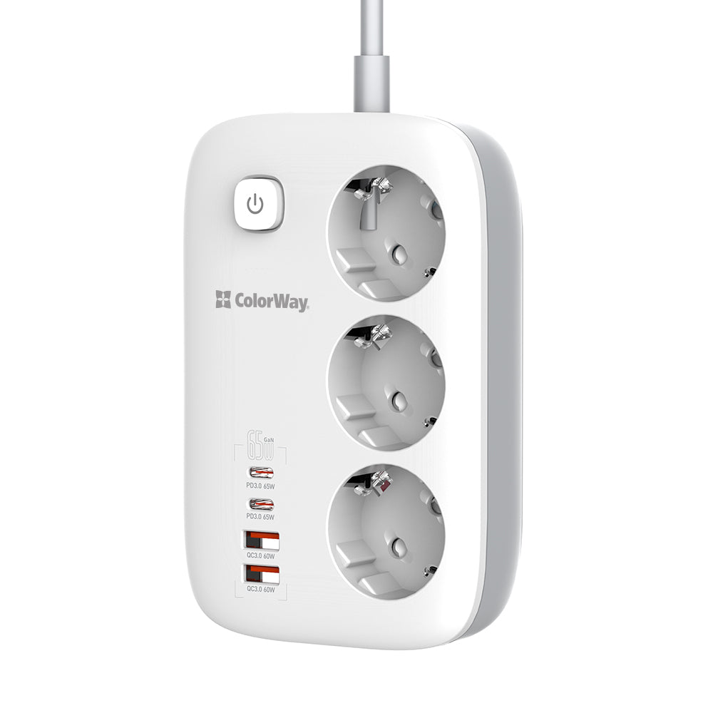 Rallonge ColorWay, 3 x Schuko, Blanc