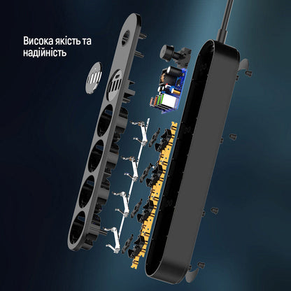 Rallonge ColorWay, 4 x Schuko, Noir