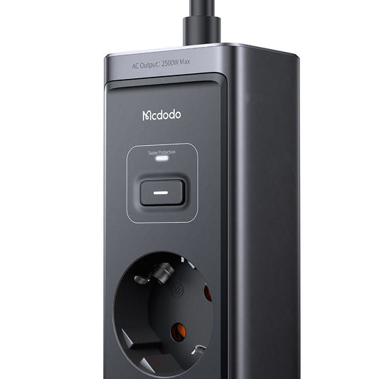 Multiprise McDodo CH-0620, 3 x Schuko - 1 x USB-A - 2 x USB-C, Noir