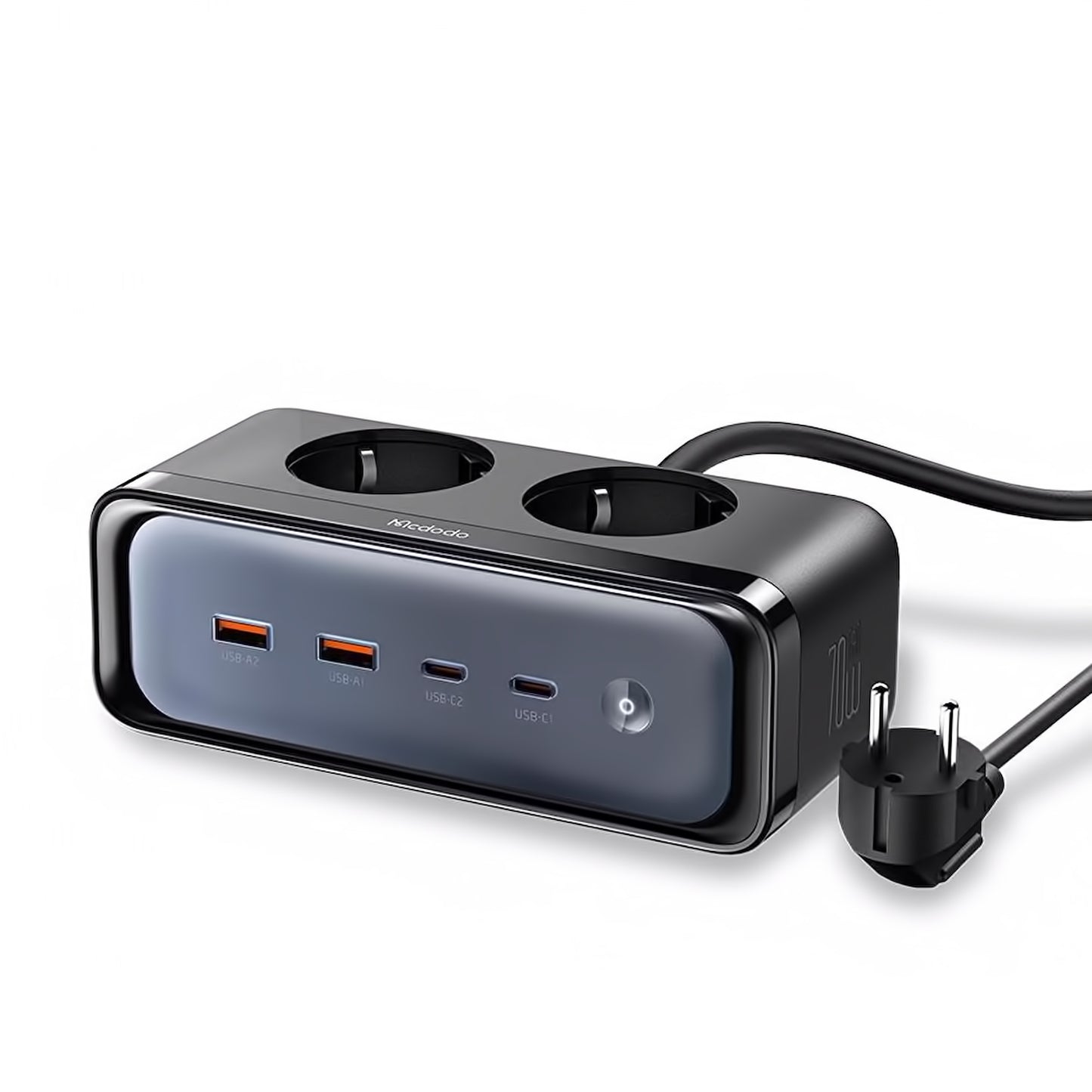 Rallonge McDodo CH-4610, 2 x Schuko, Noir