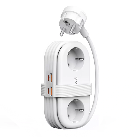 Orico-Verlängerungskabel AP3, 2 x Schuko - 2 x USB-A - 2 x USB-C, Weiß