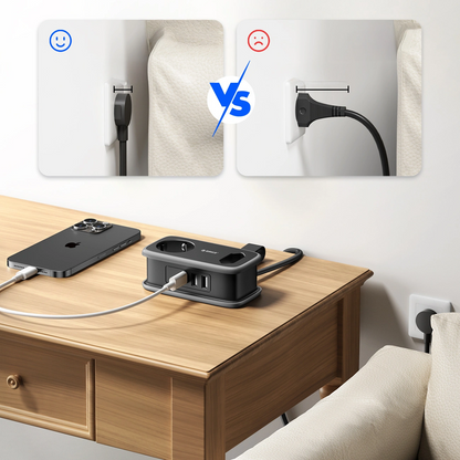 Multiprise Orico APP, 1 x Schuko - 1 x Prise - 2 x USB-A - 1 x USB-C, Noir Gris