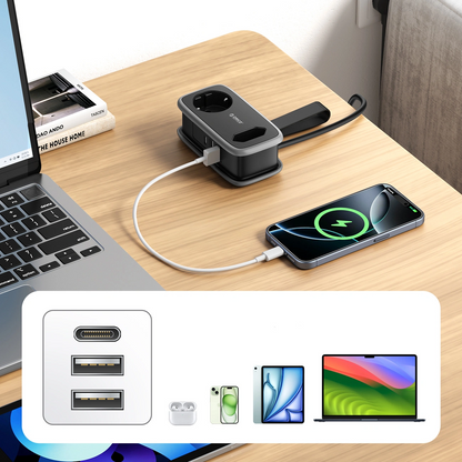 Multiprise Orico APP, 1 x Schuko - 1 x Prise - 2 x USB-A - 1 x USB-C, Noir Gris