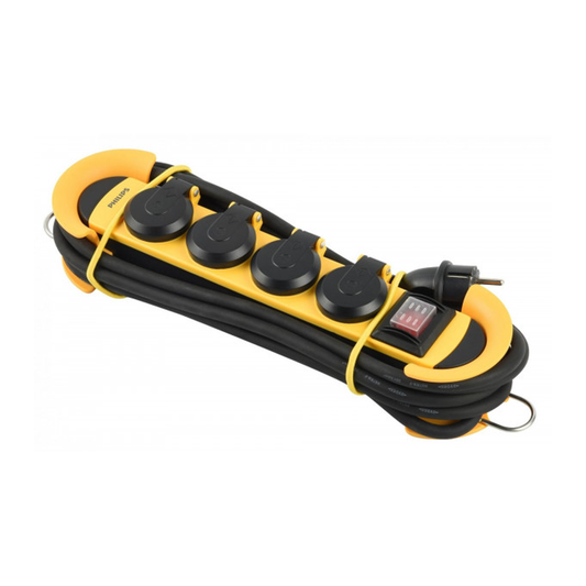 Verlängerungskabel Philips, 4 x Schuko, Gelb Phil-SPN5140YB/60