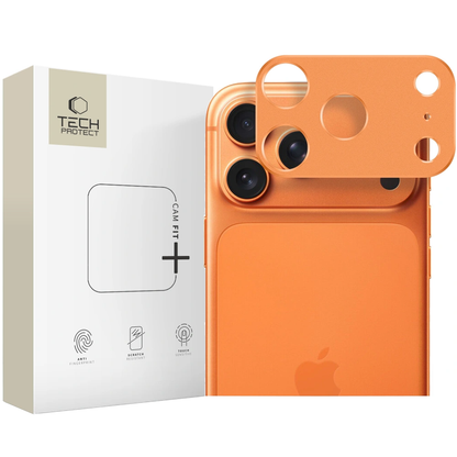 Cadre de protection pour caméra arrière Tech-Protect Camalloy Fit+ pour Apple iPhone 17 Pro, Aluminium, Orange