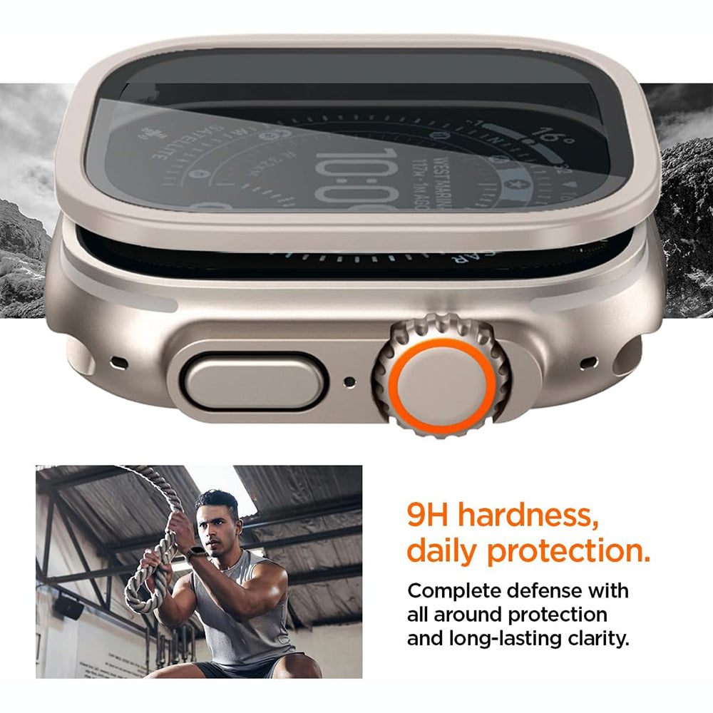 Cadre de protection Spigen Tune with Glass pour Apple Watch Ultra Series, argenté ACS11595