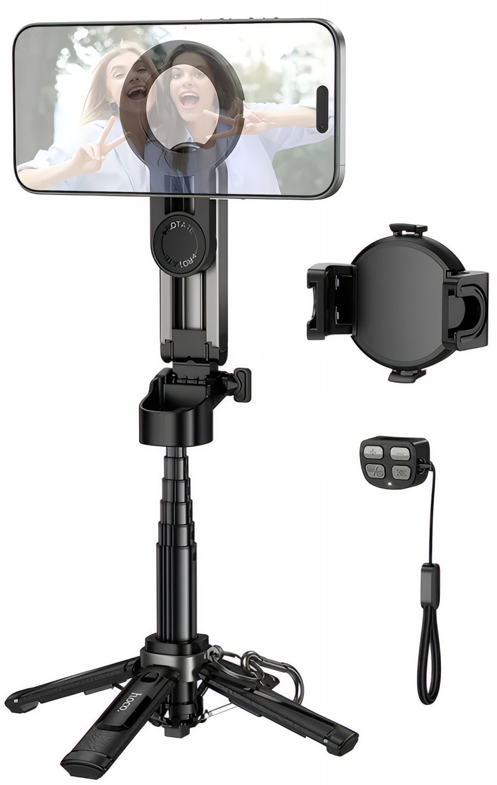 Perche à selfie Bluetooth HOCO K27 Pro, Universelle, Noire