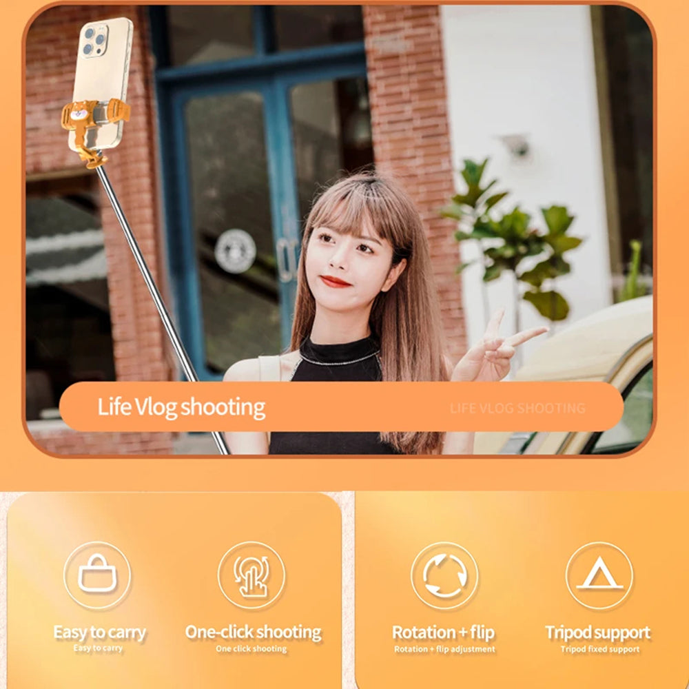 Selfie Stick Bluetooth Techsuit KT01, Universel, Orange